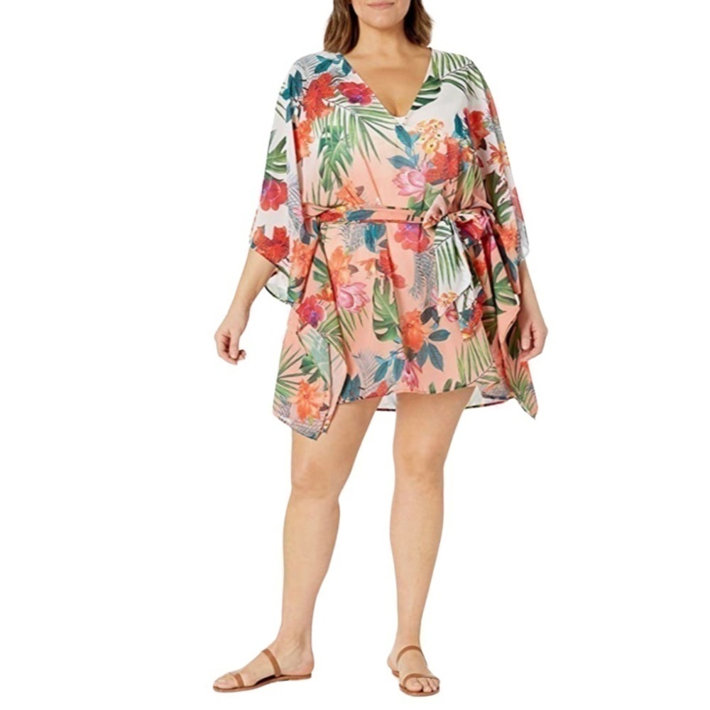 LA BLANCA Bird of Paradise Tropicalia Belted Swimsuit Coverup‎